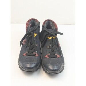 Rieker Black‎ Leather Womens Size 40 Ankle Boots Lace Up Zip Up Comfort Casual